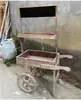 Carrito Rústico Retro de Madera Maciza Soporte para Flores Artículo de Exhibición Carrito Móvil de Venta Puesto de Mercado Nocturno Carrito de Promoción