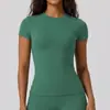 Camiseta de Yoga Versátil de Manga Curta com Gola Redonda de Secagem Rápida Transfronteiriça para Corrida ao Ar Livre, Esportes, Fitness, Modeladora