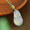 Colgante de Magnolia de Calcedonia de Hielo Alto al por Mayor del Fabricante Colgante de Calabaza Bolsa de Dinero de Ágata Blanca Collar de Jade con Forma de Gota de Agua para Mujer