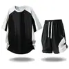 Camiseta de Manga Corta de Algodón a Rayas para Hombre, Estilo Nuevo de Verano, para Exteriores, con Media Cremallera y Cuello Alto