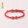 Pulseira Trançada DIY com Fivela de Segurança Contas de Transferência Ano Zodiacal Infantil Corda Vermelha Pulseira Ajustável Bidirecional Corda Venda por Atacado