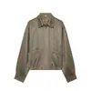 Fabricante de ropa para mujer transfronterizo al por mayor 2026 chaqueta corta casual de gamuza con solapa, bolsillo y cremallera, manga larga, color sólido, prenda de abrigo