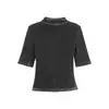 Venta al por mayor transfronteriza ropa de mujer producto explosivo estilo de temperamento de lujo ligero estilo explosivo cuello semi-alto terciopelo corte ajustado manga media camiseta básica