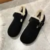 Mocasines cálidos de forro polar, fáciles de poner, con detalles de hebilla, nueva colección de invierno 2026, zapatos de algodón a la moda y cómodos de estilo coreano para mujer