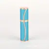 Frasco Refil de Perfume de Couro com Borda Dourada de Luxo Leve 5ml, Frasco Portátil com Borrifador de Pressão, Garrafa Vazia Recarregável para Viagem Atacado