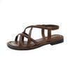 Sandálias Pretas de Nicho Estilo Francês Nova Chegada Fashionáveis Versáteis Estilo Fada Sapatos Romanos Retrô para Primavera e Verão 2025