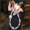 Elegante y Lujosa Botella de Perfume en Forma de Corazón Cadena para Teléfono de Cristal Perla Llavero Corto Colgante para Bolso Nuevo Modelo