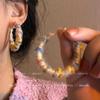 Pendientes de aro arcoíris ~ pendientes de aro de lana para otoño e invierno para mujer 2023 nuevo diseño de nicho popular pendientes de alta gama pendientes