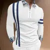 Camisa polo esportiva masculina da Amazon para primavera e outono com zíper no braço