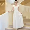 Vestido de Noche Blanco Estilo Francés Adecuado para el Uso Diario, Vestido de Compromiso, Elegante Vestido Línea A para Registro de Anfitrionas para Mujeres