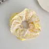 Scrunchie de Cuadros Amarillos de Nuevo Estilo para Verano para Mujer, Cuerda para el Cabello de Estilo Perezoso de Alta Gama, Diadema de Bola, Adorno para el Cabello