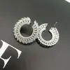 Brincos de Prata 925 com Pino e Zircônia, Moda Ins Exagerada Europeia e Americana, Brincos Geométricos Banhados a Ouro Branco, Joias Yiwu, Estilo Europeu e Americano