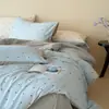Juego de cuatro piezas estilo femenino con amarre, todo de algodón cepillado con lunares, sábana plana y sábana bajera 100% algodón puro, 1.8m, cálido y grueso para otoño e invierno