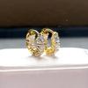Brincos de Venda Quente Transfronteiriços Cravejados com Diamantes, Argolas de Luxo Leve, Brincos Versáteis com Diamantes Completos da Moda Europeia e Americana, Brincos de Tarraxa, Acessórios de Orelha Elegantes para Mulheres