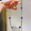 Collar de Cadena para Clavícula con Diseño de Turmalina Natural y Amatista de Alta Calidad para Mujer