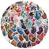 52 piezas creativas pegatinas de corazón DIY decorativas guitarra vaso de agua cuaderno impermeables originales sin infracción
