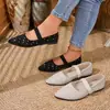 Zapatos Mary Jane Adelgazantes Estilo Francés 2026 Modelo Nuevo Primavera con Pedrería, Punta Fina, Zapatos Planos, Boca Baja, Talla Grande, Exportación para Mujer