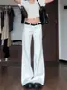 Pantalones vaqueros negros de corte microcampanado Spice Girls para mujer, nuevos diseños de otoño e invierno, cintura baja, corte ajustado, pierna ancha, corte recto y estilizado.