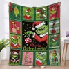 Manta de Franela Manta de Navidad del Grinch Manta para Siesta en Oficina en Casa Manta de Franela para Sofá de Sala de Estar Otoño e Invierno