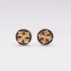 Brincos Ouyu Íris Modernos Personalizados Pequenos Redondos Retro Flor Antiga Cruz Joias Presentes para Homens e Mulheres
