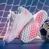 Chuteiras de grama para meninos no atacado, novo modelo de chuteiras de futebol rotativas para treinamento de estudantes infantis, sapatos únicos para meninas para exportação transfronteiriça