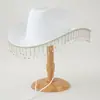 Sombrero de Vaquero Occidental Rosa con Pedrería y Borlas Largas para Fiesta Escenario Boda Sombrero de Novia para Mujer Festival de Música Carnaval Luna de Miel