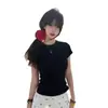 Camiseta Básica de Manga Corta de Alta Gama Coreana para Mujer en Verano Nuevo Ajuste Delgado y Versátil Negro Elegante