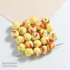Accesorios para Joyería Cuentas Redondas de Cerámica con Agujero Grande Pulsera Materiales para DIY Cuentas Espaciadoras de Agujero Recto Accesorios para Ropa Cuentas Sueltas Bañadas en Esmalte