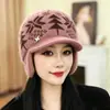 Chapéu de Inverno para Mãe, Mulheres de Meia-Idade e Idosas, Proteção Contra Frio, Chapéu Quente com Proteção para Orelhas, Chapéu de Lã Tricotado com Pelúcia para Avó e Senhora Idosa