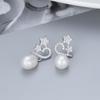Brincos de estrela de cinco pontas de prata S925 estilo coreano transfronteiriço Brincos de pérola geométrica de estrela simples para mulheres DIY Suporte vazio Jóias