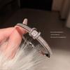 Pulsera Geométrica Abierta Incrustada con Diamantes, Lujo Ligero, Gama Alta, Pulsera de Moda Personalizada, Elegante, Simple y Versátil para Mujer