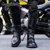 Botas Martin para hombre, botas altas largas, botas de trabajo, botas de cuero para motocicleta, botas de otoño, zapatos de hombre, botas impermeables de talla grande