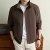 Yingao Chaqueta de Hombre Estilo Old Money con Cuello Alto Otoño Casual de Negocios Abrigo de Color Sólido Chaqueta Transfronteriza con Cremallera para Hombre