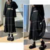 Saia de tricô com contas brancas LEKA, nova para outono e inverno, cintura alta, modeladora, versátil, cor sólida, bodycon, comprimento midi, saia evasê
