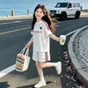 Conjunto de Ropa Deportiva de Verano para Niñas Estilo Coreano Casual de Manga Corta y Shorts para Niñas Pequeñas Estilo Universitario Holgado Conjunto de Dos Piezas Moderno