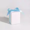 Caja de Dulces Rectangular Blanca Vacía Estilo Europeo con Cinta, Caja de Empaque para Regalo Pequeño de Fiesta Cumpleaños con Moño