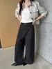 Pantalones Casuales Sueltos Simples Estilo Old Money ICCIICC para Mujer para Ir al Trabajo Pantalones de Pierna Ancha Plisados Trece Líneas Otoño Nuevo Modelo 2803