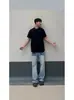 Calça Jeans Lavada Azul Claro com Efeitos de Raio para Homens na Primavera, Outono e Inverno, Calça Americana de Alta Qualidade Bonita, Calça Reta com Corte Afiado