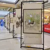 Estande de Exposição de Caligrafia e Pintura, Exposição de Pintura, Obras de Caligrafia e Pintura, Exibição em Coluna Octogonal, Salão de Exposição de Caligrafia, Painel de Exposição Móvel, Biombo, Suporte Dobrável para Pendurar Quadros