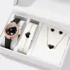 Pulseira Estilo Europeu e Americano Padrão Turquesa Negra Personalizada Corrente Feita à Mão Quadrado Preto Tendência Elegante Conjunto de Acessórios para Relógio de 4 Peças