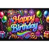 Telón de Fondo Fluorescente Feliz Cumpleaños de Amazon Transfronterizo Banner de Decoración para el Primer Cumpleaños Bandera de Arreglo de Ambiente de Fiesta