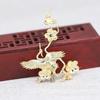 Jiulong nueve Phoenix corona de pelo corona de fénix oro DIY flor rama grúa horquilla tocado palillos cabeza un par de productos semiacabados accesorios B2692
