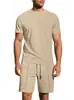 Traje Casual Esportivo de Verão para Homem, Jacquard Liso, Manga Curta, Shorts Largos e Respiráveis, Europeu e Americano, Amazon