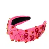 Diadema con Letras Xo del Día de San Valentín de Fábrica, Accesorio para el Cabello de Tela Anudada con Pedrería en Forma de Corazón, Exclusivamente para Ventas Transfronterizas