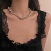 Gradient Bow Grey Pearl Necklace Light Luxo High-end Clavícula Corrente Cyber Celebridade Senhoras Atmosférica Vestido Acessórios