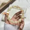 Pulsera de Raíz de Bodhi con Diseño Tallado de Pequeño Caqui de Dunhuang, Pulsera de Cuentas de Oración Budista Suave al Tacto