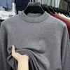 Suéter de punto de alta calidad para hombre, nuevo modelo otoño e invierno 2026, color liso, cuello redondo, engrosado, cálido, tejido base para hombre