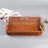 Cesta de Frutas Cesta de Pan Cesta Tejida de Ratán Plato para Frutas Bandeja para Snacks Frutas Secas Cesta de Pan Exhibición Almacenamiento Cesta Rectangular