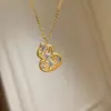 Collar de Calabaza con Flor Azul Estilo Chino Nuevo, Chapado en Oro de 24 Quilates, Color Fuerte que Conserva, para Mujer, Colgante de Fortuna de Lujo de Alta Gama