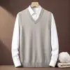 Colete Tricotado de Inverno 2026 Comércio Exterior Transfronteiriço Suéter Masculino Colete Masculino para Homens de Meia-Idade Suéter de Lã em Camadas para Homens